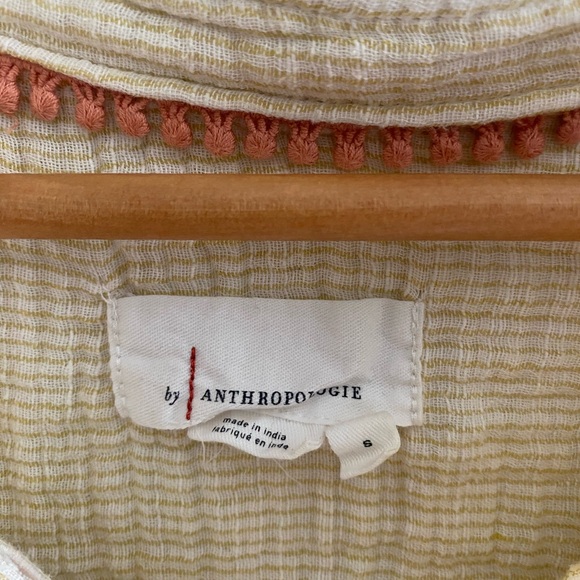 Anthropologie Women’s Beige Textured Button-Down Shirt - Picture 3 of 4